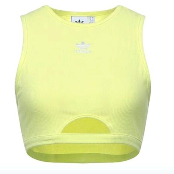 Adidas Adicolor Essentials Rib Tank Top Pulse Yellow size 8 - Picture 1 of 6
